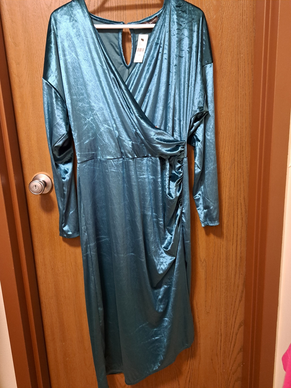 Lane Bryant Teal Velvet-Look Wrap Midi Dress
